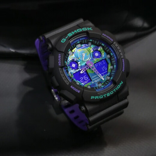CASIO G-SHOCK Heart of the Ocean Trendy Colorful Sports Dual Display Men's Watch Neon Warrior GA-100BL-1ADR