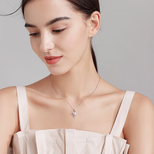 Ji Shizhe (GIEVSZHE) pt950 platinum platinum necklace women's clavicle chain moissanite diamond pendant Chinese Valentine's Day birthday gift for girlfriend Noble platinum 950 model - inlaid with high-quality moissanite diamond