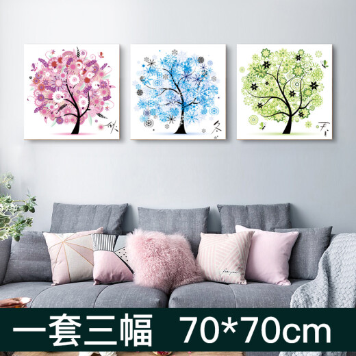 Jiuzhou Deer Living Room Decorative Painting Modern Simple Nordic Style Sofa Background Wall Bedside Mural Restaurant Wall Hanging Painting Wall Painting 70*70cm Set of Triplets