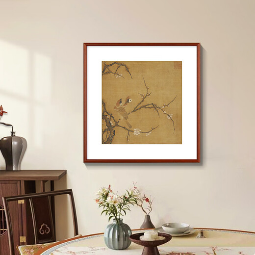 半笙宋代花鸟斗方装饰画中式名家国画客厅沙发背景墙书房茶室玄关挂画 1105款：白芙蓉 整体尺寸：40*40cm