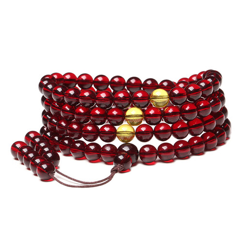 Fat Donglai's same style blood amber bracelet Myanmar 108 Buddha beads beeswax model for men and women amber multi 108 beeswax 10mm
