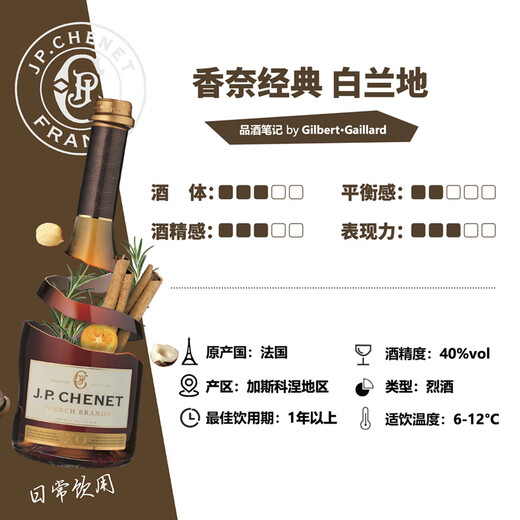 
Chanel (J.P.CHENET) XO Classic Brandy Official Flag French Original Bottle Imported Affordable Brandy 40-degree crooked wine Gift and Beverage Classic Brandy XO 700mL 2 Bottles