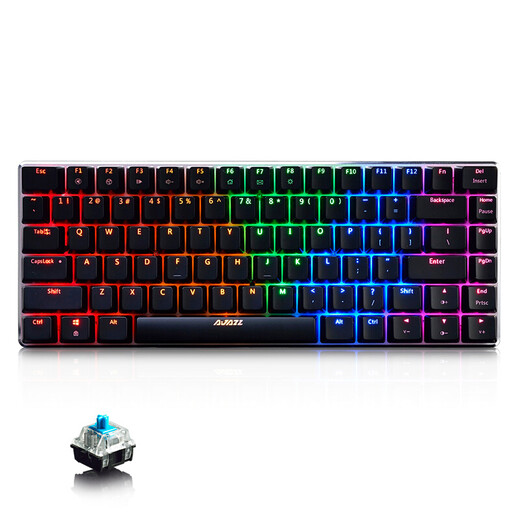 AJAZZ AK33 82-key mechanical keyboard mini wired portable gaming keyboard MAC notebook desktop universal white (ice blue backlight version) black axis