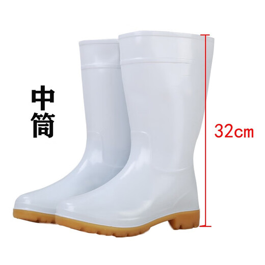 Bottes de pluie blanches Résissionnaires à l'huile Acide-alkali-résistant Bottes sanitaires Boeuf Tendon Bottom Water Chaussures Bottes de pluie de travail blanc non glissé 3 jours Bottes de pluie à tube courte 38