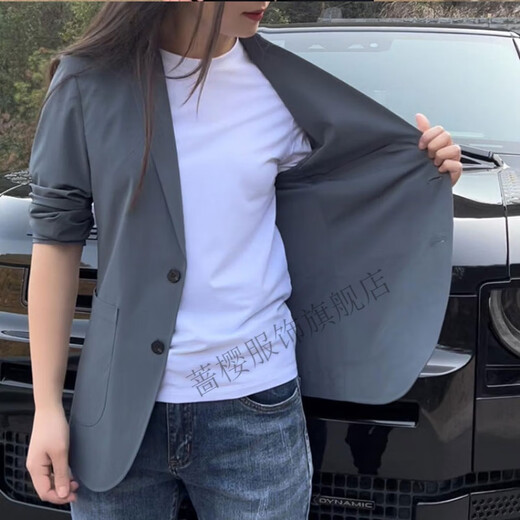 蔷樱澎清彭男装店外套秋季修身显瘦西装夹克静文服饰男士西服 黑色 L [建议130-145斤]