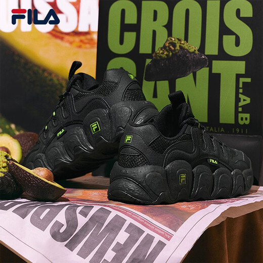 FILA Croissant Shoes Retro Sports Shoes Men's Winter Casual Shoes Dad Shoes Black-IB 42.5