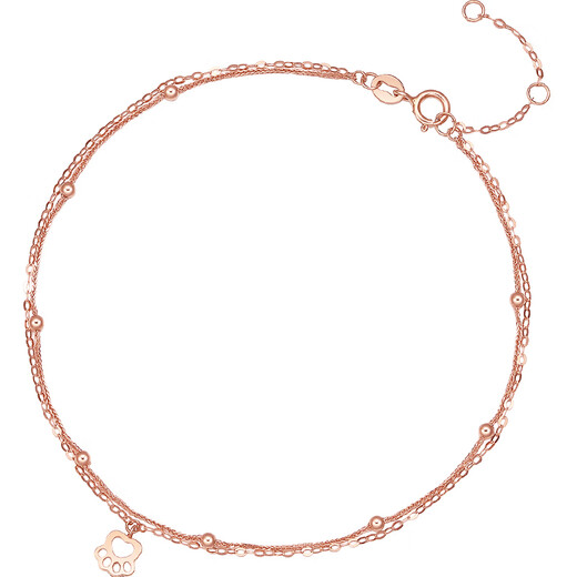 Saturday Fuhong 18K gold anklet cute cat color rose gold anklet birthday gift C088915 20+3cm