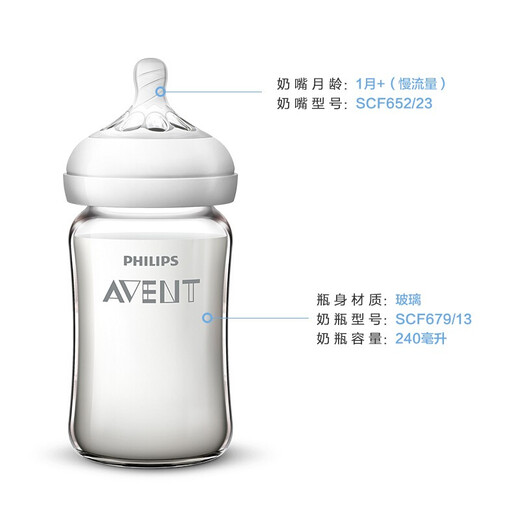 Nuevos suministros de alimentación de recién nacidos recién nacidos con botella de vidrio de calibre Anyi Philips se pueden equipar con botella de paja de mango de manejo SCF679/13 Glass 240ml