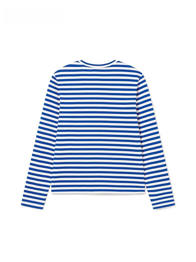 LACOSTE 法国鳄鱼女装24春季设计感条纹休闲长袖T恤TF9207 iup/蓝白拼色 32/150