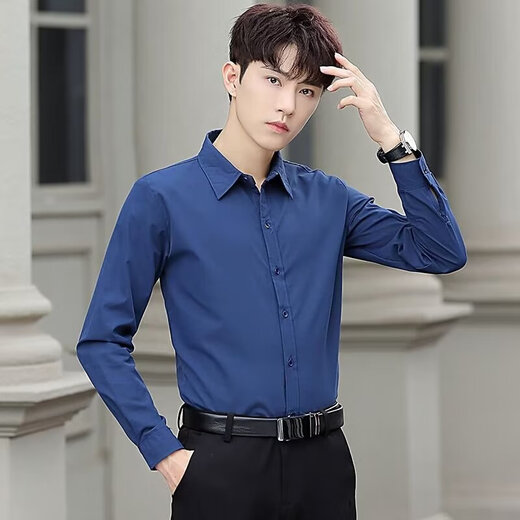 Chaoxideng anti-wrinkle and iron-free men's long-sleeved business high-end professional formal shirt spring and autumn Korean version slim white XL