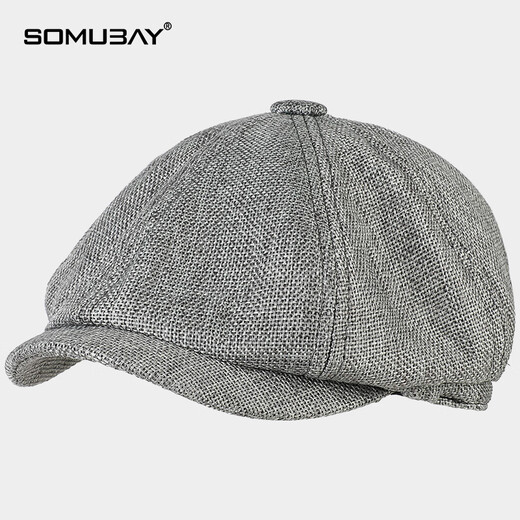 SOMUBAY hat men's spring and autumn beret middle-aged dad British retro progressive hat octagonal hat newsboy hat men's four-season hat black one size fits 56-61CM