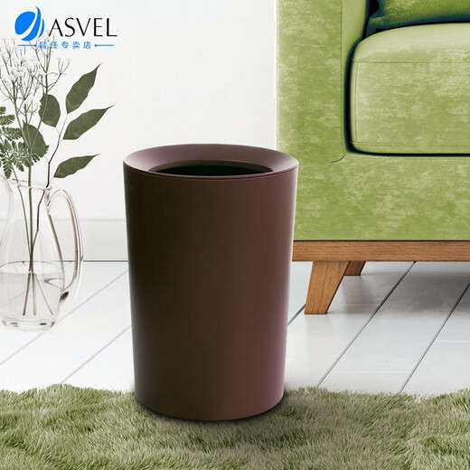 Asvel (Asvel) importiert japanische kreative Doppelschichtmüll kann Wohnzimmerstudienstudienküche Toilette Badezimmer Mülleimer ohne Deckung 6212 Doppelschicht quadratisch braun