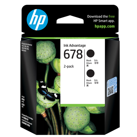 HP (HP) 678 Original -Tintenpatronen sind für 2648/4648/4518/3548/1518/1018 PRINTER TINK -Kartuschen 678 Dual Black Set (ungefähr 960 Seiten) geeignet.