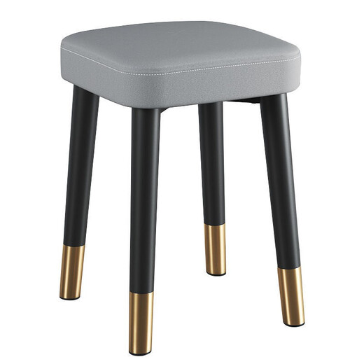 Chunshao Stool Home Chair Thickened Stackable Dining Chair Square Stool Modern Simple Bedroom Dressing Table Cosmetic Stool Living Room Light Gray Technology Cloth (Upgraded Thickened 45cm High)