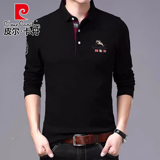 皮尔卡丹（pierre cardin）男士纯棉T恤长袖爸爸春装男装2025新款春秋带领t恤春夏季薄款卫衣 9852黄色 款 常规 L 175