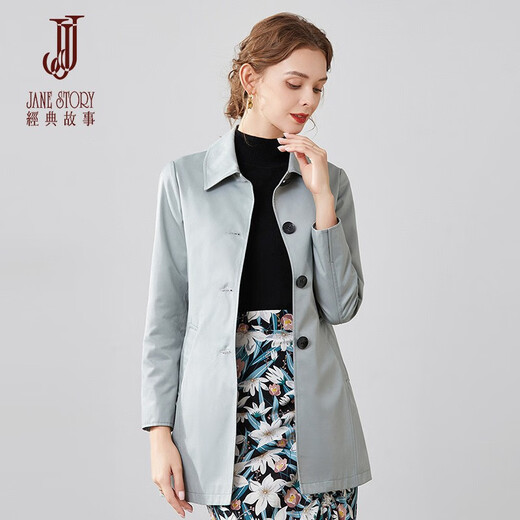 Histoire classique (Jane Story) Story classique 2025 printemps et automne Nouveau trench de trench moyen kaki
