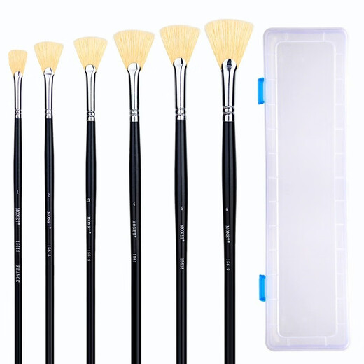 
Monet (Monet) Monet 15618 bristle fan pen gouache acrylic oil brush set wall painting umbrella brush long wooden pole design brush 0#1#2#3#4# (5 pieces