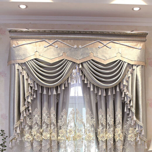 [Customizable]ocg European style embossed embroidered window screen customization simple modern villa living room hollow embroidery bedroom blackout luxury curtains new elegant European style---The gray price does not include rods/tracks and other accessories