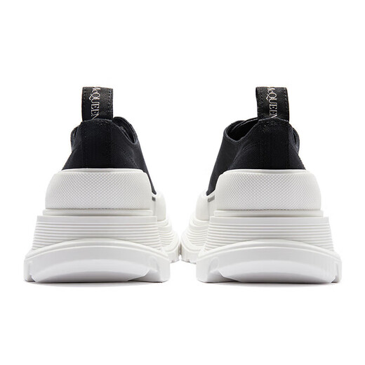 Alexander McQueen gift AMQ women's black/white canvas thick-soled lace-up boots 697072 W4AAQ 1070 36