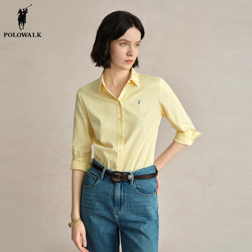 POLOWALK pure cotton white shirt for women 2025 autumn new style Paul women's commuter solid color long-sleeved shirt classic horse logo white new L (165)