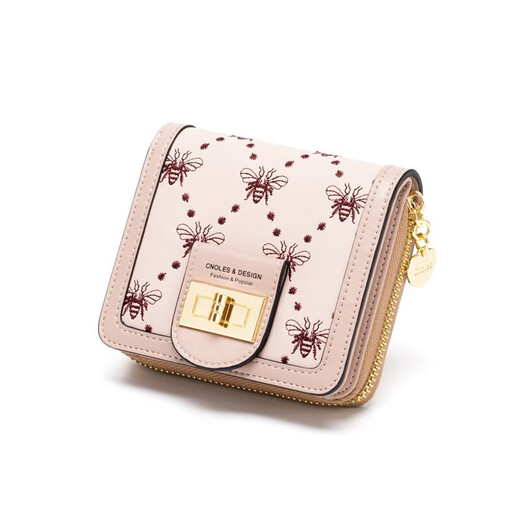 Cnoles Wallet Damen Kurzes echtes Leder Multifunktional Coffe Clip Card Bag Geburtstag Geschenk für Freundin Nischen High-End-Gefühl