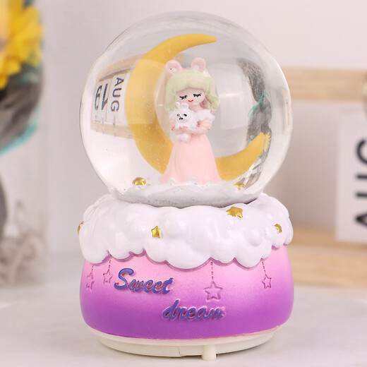 TaTanice crystal ball music box desktop ornament snow music box children's glowing toys to send girls to students' day gifts