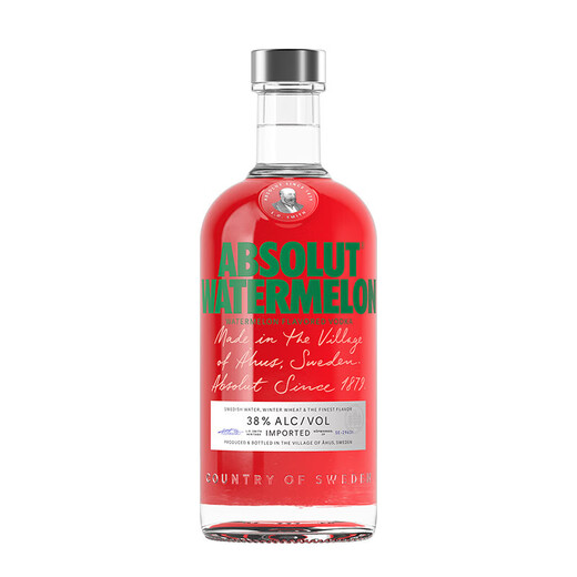 绝对伏特加（Absolut Vodka）洋酒 40度 瑞典原装进口鸡尾酒 调酒基酒 长岛冰茶 西瓜味 700mL 1瓶