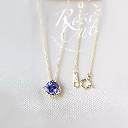 DR-FLVVS Fat Donglai Quality Tanzanite Necklace Japanese Akado Natural Women Light Luxury Retro Amethyst 18 Gold Birthstone Amethyst Tanzanite Necklace