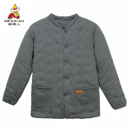 Scarecrow old man pure cotton handmade cotton coat men's old-fashioned winter cotton jacket cotton pants loose large size thickened soft warm jacket gray green cotton jacket 5XL (weight 180--200Jin Jin is equal to 0.5 kg)