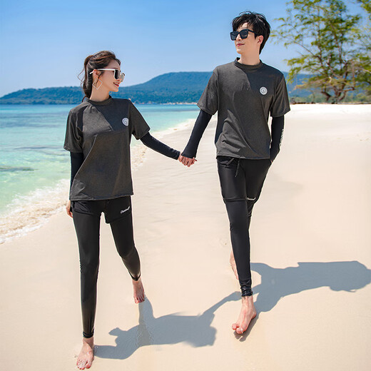 创京懿选漂流衣服男款长袖潜水服女分体显瘦胸垫水母冲浪服情侣防晒温泉游 9905女款(五件套) M