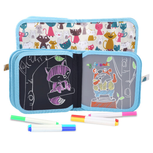 Ozhijia children's drawing board can be repeatedly erased portable small blackboard whiteboard graffiti writing pad drawing book boys and girls children's toy set 10-sided birthday gift