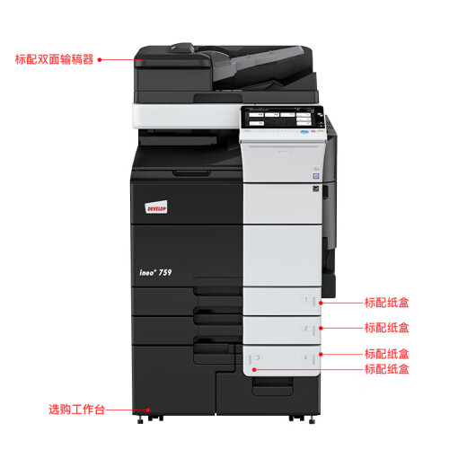 DEVELOPineo+759A3 color multifunctional machine (double-sided scanning document feeder + 4 paper boxes + hand delivery tray) 3-year warranty + door-to-door service