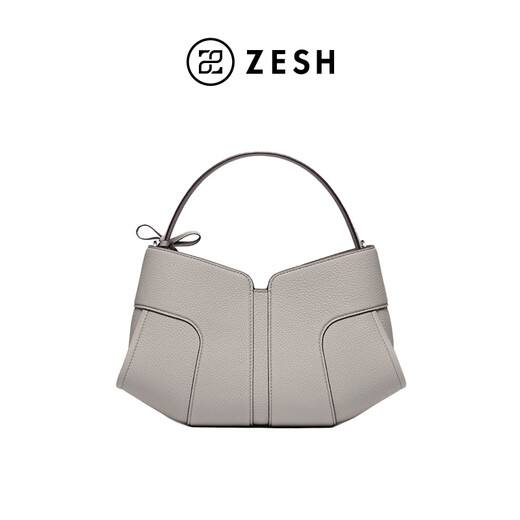ZESH/泽尚 云襟中号hobo包手拎包通勤斜挎包单肩包女 瓷器灰