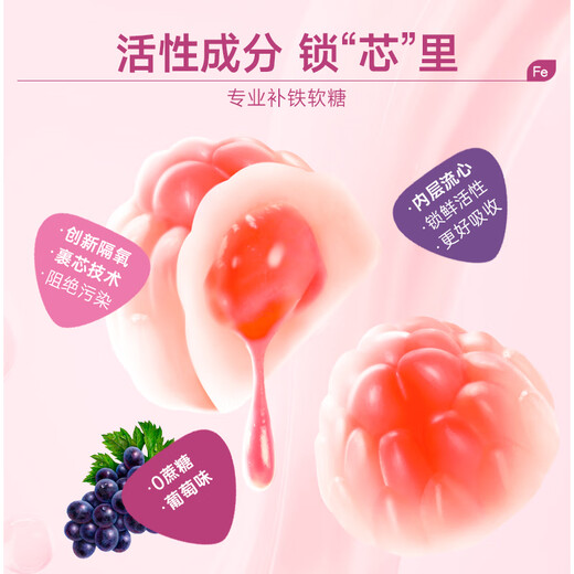 Ameri-Vita亚美唯他补铁软糖60粒/瓶 改善哺乳期孕妇贫血女性气血成人铁剂