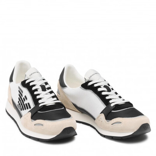 Emporio Armani Luxury Chaussures pour hommes Chaussures de planche pour hommes Fashion Sports Fashion Brouthable Chaussures de course classiques Chaussures décontractées Classic Q826 Black Khaki English Taille 9 = 43 Taille