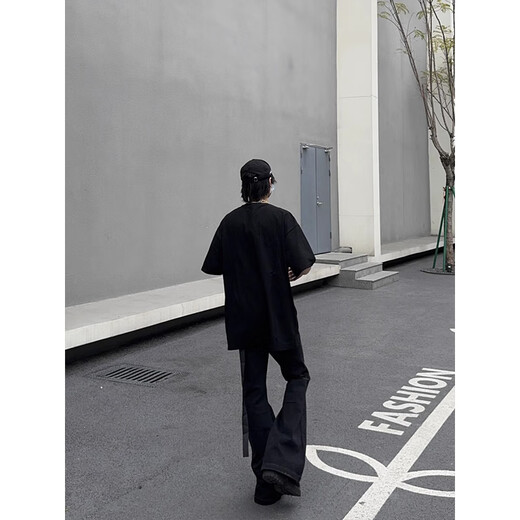 POUM jean micro-chargé pour hommes au printemps, automne et hiver nouveau style américain haute rue beau design simple pantalon long mince TYFS-Y9207 noir S