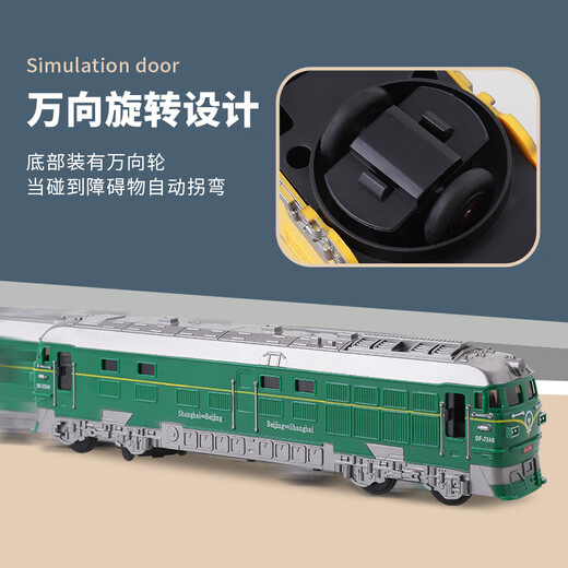 Meibosen Simulated Green Le cuir Train Toys Universal Fuxing Model Baby Inertial Sound and Light Children's Car 1-2 Boy 3-4 Train En cuir vert amélioré [La porte peut être ouverte + Sound and Light