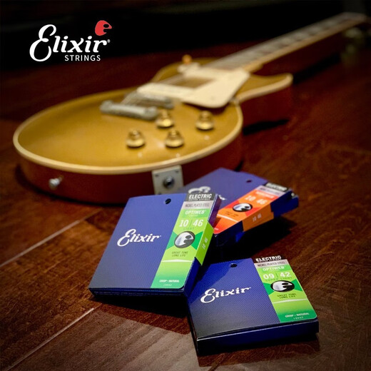 Strings de guitarra eléctrica Elixir 12052 Juego completo de cadenas recubiertas 12027 Laminado ultra delgado (009-046)