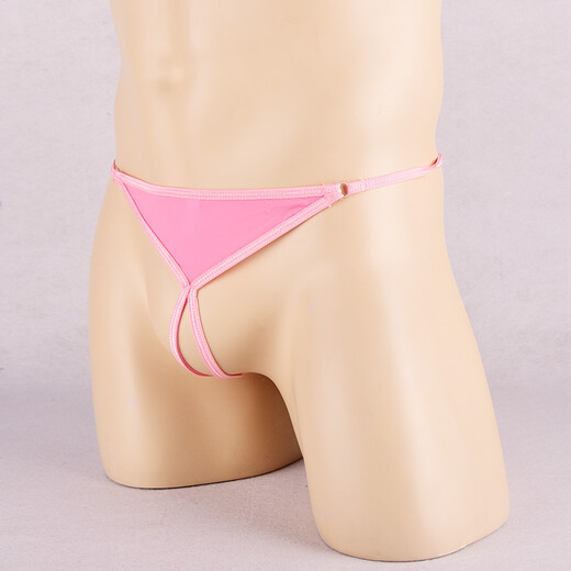 Ye Zimei Men's Sexy Underwear Transparent T-Pants Sexy Temptation Soft Breathable Ice Silk Underwear Men's Hollow Open Crotch T-Pants 4129 Red One Size