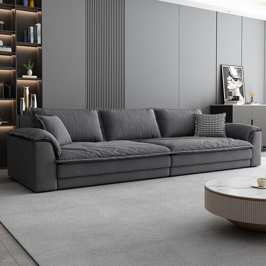 Italian minimalist light luxury matte velvet wash-free fabric sofa living room modern simple down latex Internet celebrity large seat deep double armrest single seat width 1.2 meters down style lazy sitting feeling