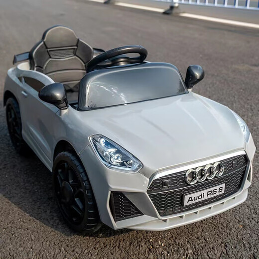 Yu Enni Audi children's electric car four-wheeled with remote control baby car men and women toy car can sit on the charging stroller white dual drive + swing + remote control + Bluetooth early education