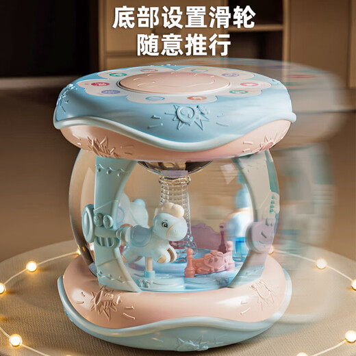 Disney Baby Toy Music Music Handpat Drum Beat Drum 0-1 Jahre alte Baby frühkindliche Bildungsstory Maschine Geburtstagsgeschenk Sound und leichte Karussell-Drum Maka Blau (Licht kann ausgeschaltet werden)