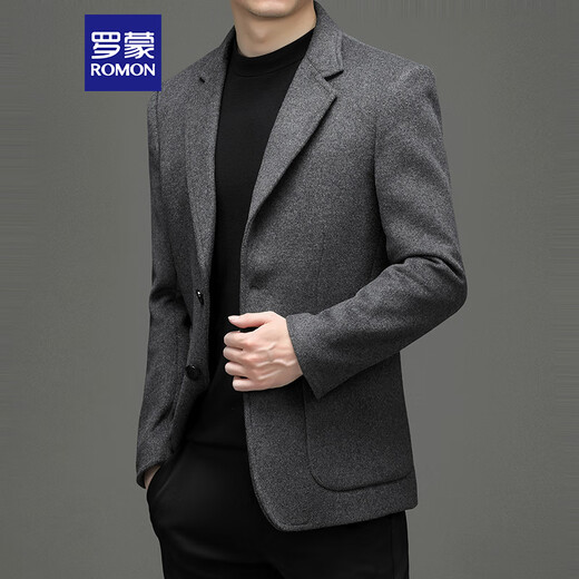 Romon Wool Suit Men's Automne et Hiver Business Casual Cost Cabe en laine Single Western Coat Men's XF51 Gray L