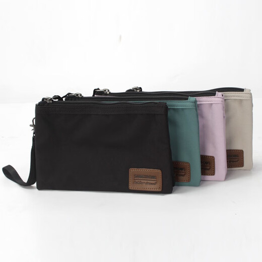 Fir mountain handbag men's small bag hand-held female storage bag with wrist strap mobile phone bag ultra-light versatile canvas multi-compartment light lotus color