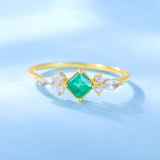 
meluxe Mui Ne 18K gold emerald ring birthday gift for girlfriend [R12113] emerald 22 points (11#)