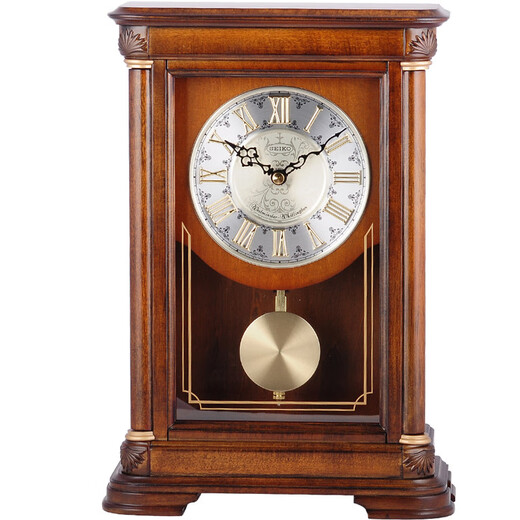 Seiko Japan Seiko hourly chime table clock living room bedroom office creative exquisite quartz clock solid wood clock brown