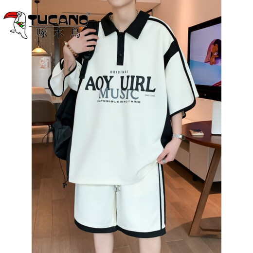 T-shirt à manches courtes de pictes courts de 12-15 ans Junior High School Students Polo à mi-manche Polo 13 Costume de sport d'été pour enfants 6629 blanc [Set] L 100-115 Jin [Jin est égal à 0,5 kg]