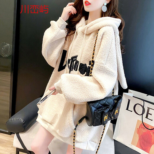 Ihr koreanischer koreanischer niedlicher Lamm Velvet Kaninchen -Ohr -Sweatshirt für Frauen im Winter plus Samt verdickte Schüler locker mittelgroße Top [9905] Pink [hinzugefügt plus samtig verdickter] M 110jin [Jin ist 0,5 kg]