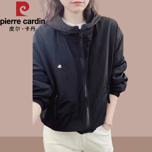 Pierre cardin versatile drawstring short hooded jacket jacket top 2025 spring and autumn new fashionable European casual jacket Burgundy 2XL 125Jin[Jin equals 0.5 kg]-140Jin[Jin equals 0.5 kg]