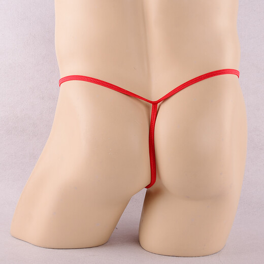 Ye Zimei Men's Sexy Underwear Transparent T-Pants Sexy Temptation Soft Breathable Ice Silk Underwear Men's Hollow Open Crotch T-Pants 4129 Red One Size